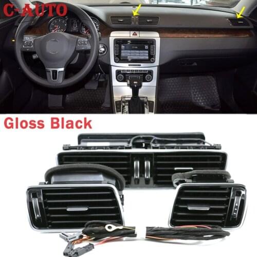 Car Center Console Piano paint Gloss Black Air Condition Vents For Vw Passat B6 B7 CC R36 3AB 819 701 A 3AB 819 702 A3AD819728A