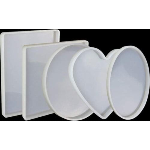 Large Coaster Silicone Resin Mold Round Square Rectangle Heart Oval Shape Molds Dropship