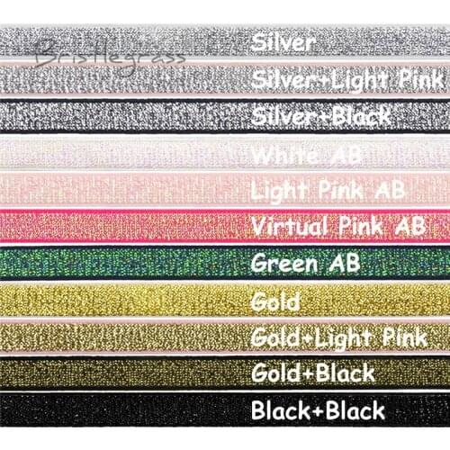 BRISTLEGRASS Combo 11 Yard 3/8" 10mm Metallic Glitter Non-foldover Elastics Spandex Band Shoulder Bra Strap Lingerie Sewing Trim