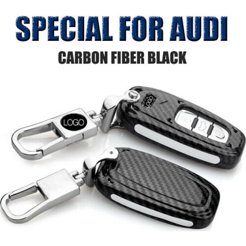 1 Pcs 3 Buttons Carbon Fiber Car Smart Remote Key Fob Case Holder Cover Bag With Keychain Fit For AUDI Q5/A4L/A6L/A8L/S7