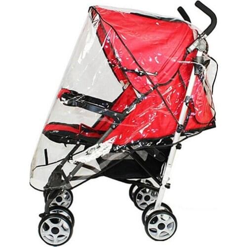 Stroller Rain Cover Universal Waterproof Wind Dust Shield Baby Stroller Pushchair Pram Rain Cover Transparent with Black Edge