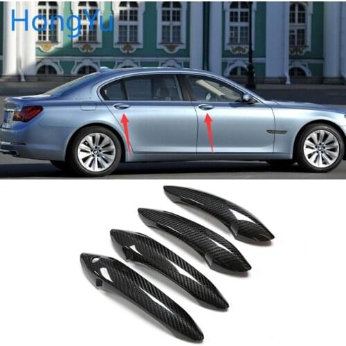 For BMW 7 series F01 F02 F03 F04 2009-2015 Auto Exterior Carbon Fiber Made Door Handle Cover Sticker Decorations Overlay Trim