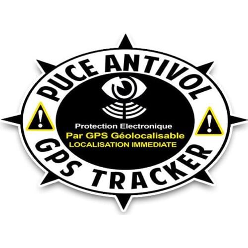 New Warning Puce Antivol GPS Car Sticker Vinyl Car Window Car Decals Waterproof PVC 13cm*9cm