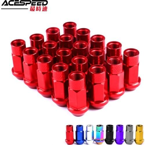 Racing JDM Aluminum Wheel Lug Nuts M12xP1.5 M12x1.25 L: 50mm 20Pcs/set