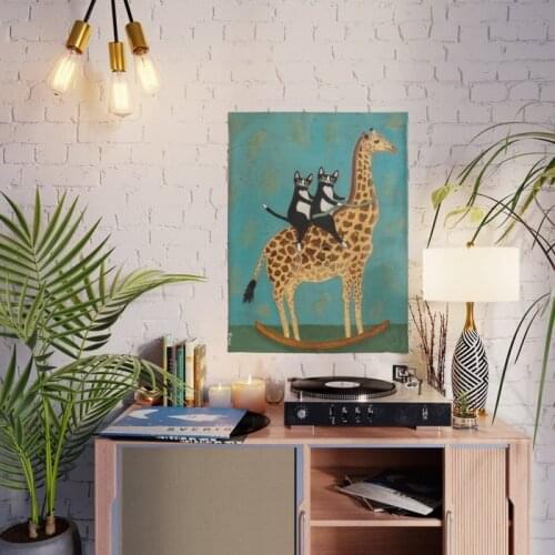 Canvas Painting Animal Black Cat Toy Giraffe Home Decoration Wall Art picture Prints Modular Modern Frame Poster For Living Room