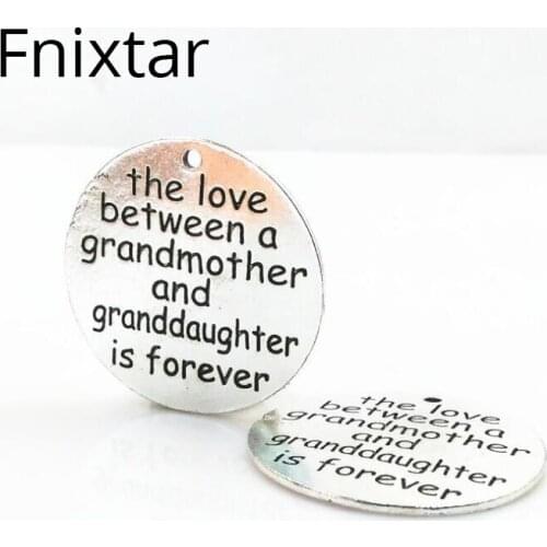 Fnixtar Diameter 33mm Alloy Letter Message Round Charm For Women Bracelets Jewelry DIY Alphabet Metal Charms Wholesale 10pcs/lot