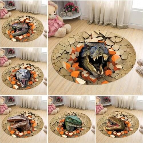 Round floor mat animal cute dinosaur 3D printing bathroom kitchen carpet house door mat living room non-slip60X80X100