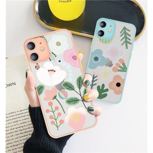 LUPWAY New Transparent Flowers Leaves Phone Case For iPhone 11 12 Pro Max X XR XS 7 8 Plus SE 2020 Camera Protection Back Cover