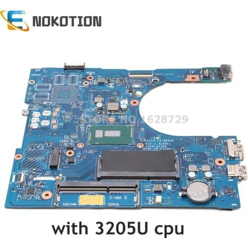 NOKOTION PC Motherboard For Dell inspiron 5458 5558 5758 CN-0M94D0 0M94D0 AAL10 LA-B843P Mainboard SR215 3205U CPU