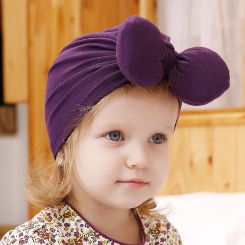 Cute Cotton Newborn Baby Boy Girls Bow Hat 2020 Autumn Winter Toddler Kids Big Bowknot Beanie Hats Hair Accessories