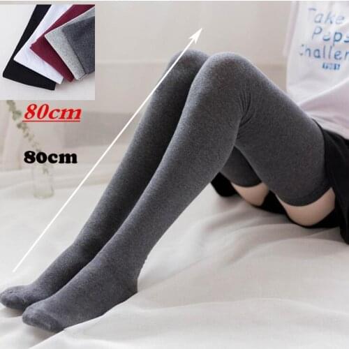80CM Fashion Sexy Knee High Socks Women Kawaii NUDE Thigh High Woman Compression Girls Long Socks Female Over Knee COTTON Socks