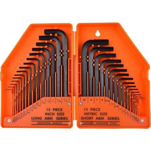 30 In 1 Hex Allen Key Sets Metric Wrench Flat Head Chrome Vanadium Steel Durable Black Surface Orange Box L-shaped CRV