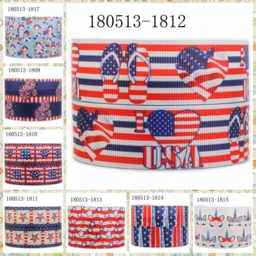 NEW sales 50 yards USA independent day ribbon pattern printed grosgrain ribbon DIY