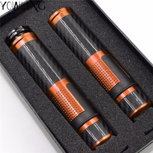 New carbon fiber motorcycle handlebar grips & handle bar ends 7/8"22mm hand cap For 125 390 690 SMC SMC-R R 250