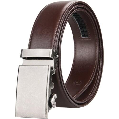 Belt Mens Leather Brown Automatic Buckle Mens Youth Leather Personality Simple Business High Quality Men Belts