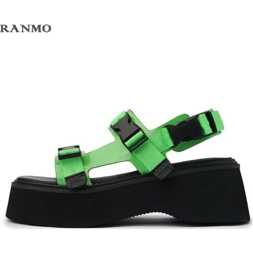 2021 New Summer Nylon Buckle Open Toe Sandals Platform Shoes Womens Shoes Fashion Sandals Personalized Sandals Wedge Sandals