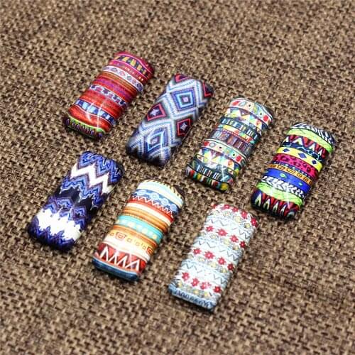 10x25mm Random Mixed Retro Striped flower Rectangle Pattern Glass Cabochon Flatback Photo Tray Blank DIY Accessories Paird 10pcs