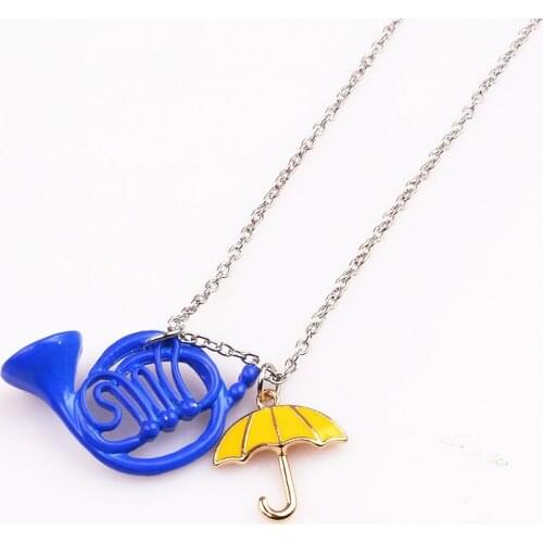 TV HIMYM Fashion How I Met Your Mother Blue French Horn Umbrella Necklace pendants factory outlet