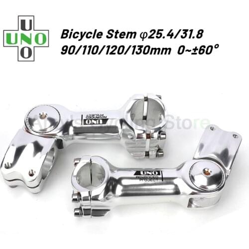 UNO Silver Aluminum Alloy Adjustable Angle 25.4/31.8mm 90-130mm Road Bicyle Stem Cycling Stem Accessories