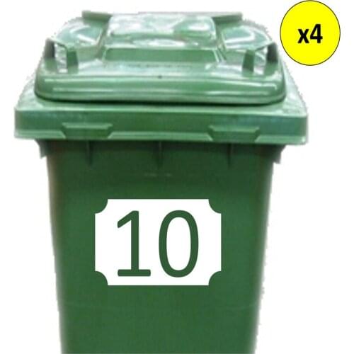 4x WHEELIE BIN NUMBERS CUSTOM HOUSE NUMBER VINYL GRAPHIC STICKER DECAL FREE POST