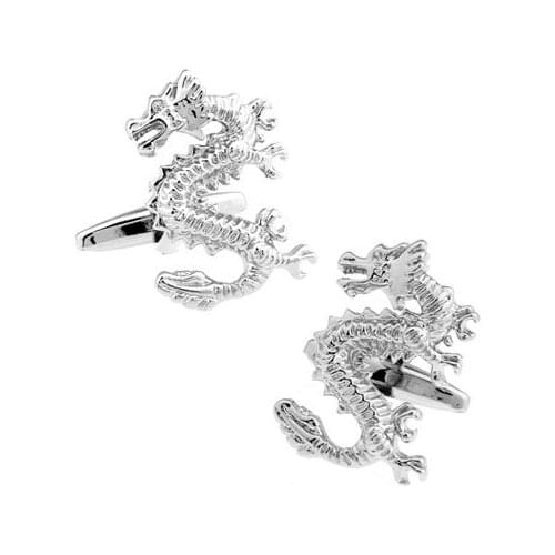 Men Jewellery Dragon Cufflinks Wholesale&retail Silver Color Copper Animal Dragon Design Best Gift For Men