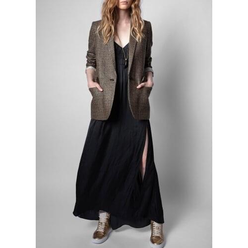 2021 Autumn and Winter Classic Fashion Plaid Suit Jacket Blazer Women