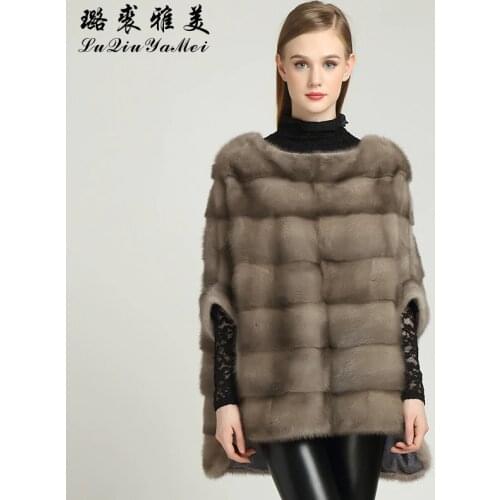 Full Pelt Mink Coats Women Mink Cape High Low Style Fur Coat Mink Causal Loose Female Jacket Natural Mink Fur Coat Female