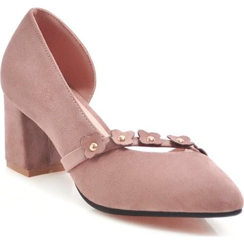 19 years early spring new fashion point size and thick with high code 33 to 45 shallow mouth joker single woman shoes