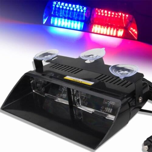 16 LED DC 12V Strobe Flash Light Car Blue Police Dash Emergency Flashing Light Adapter Warning Light 18 Flashing Modes Car Light