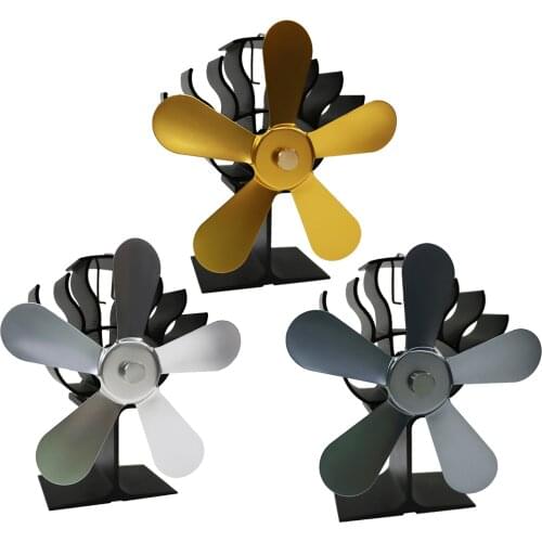 5 Blade Heat Powered Wood Stove Eco Friendly Fan Ultra Quiet Fireplace Wood Log Burning Fan for Efficient Heat Distribution