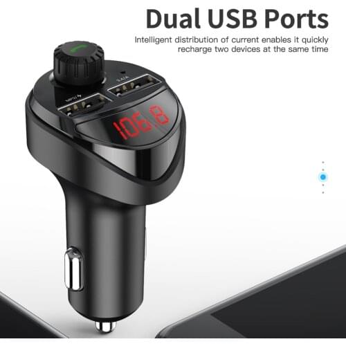 Dual USB Fast Charger Car Accessories Bluetooth 4.2 FM Transmitter Hands Free Car Kit MP3 Music Player USB Car Charger