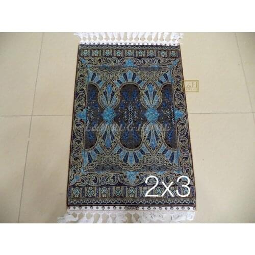 Free shipping 2'X3' 230 Line Handmade Silk Oriental Persian Rug hand Knotted silk carpet for home decoration