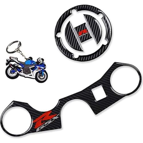 Gas Cap Fuel Cap Keychain and Triple Tree Front End Upper Top Clamp Decal Stickers for Suzuki GSXR 600 GSXR 750 GSXR 1000 K6 K7