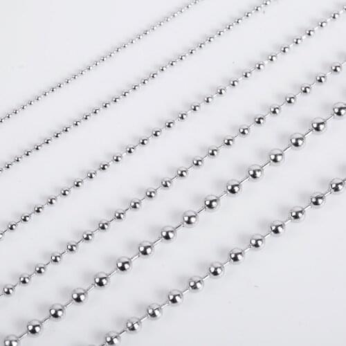 5Meter 1.2/1.5/2/2.4/3/3.2mm DIY Necklace Bead Chains Findings Stainless Steel Ball Beads Chains For Jewelry Making Accessories