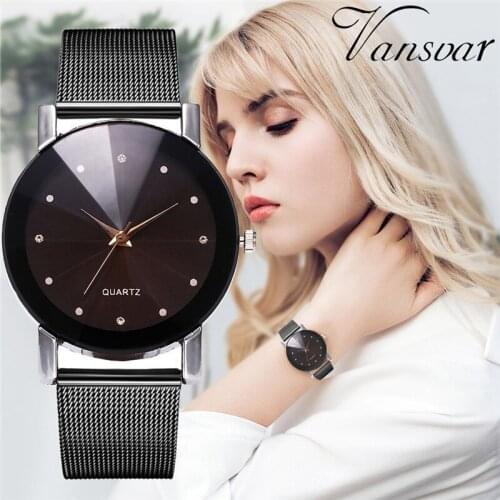 Vansvar Women Watches Casual Quartz Wrist Watch Stainless Steel Mesh Belt Ladies Watch Relogio Feminino Female Clock Relogio #L