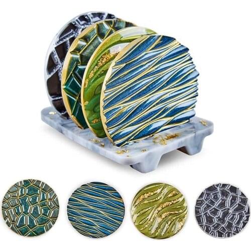 Diy Crystal Epoxy Mold Wave Diamond Bottom Resin Mold Coaster Cover Box Tea Coaster Disc Silicone Mold Crafts Handmade Supplies