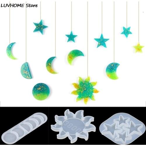 DIY Handmade Crystal Epoxy Resin Mold Star Sun Moon Resin Mold Planet Ornament Pendant Ins Wind Silicone Mold For Resin