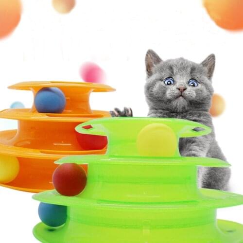 Pet Cat Toy Tower Crazy Ball Disc Three Levels Training Amusement plate Cat Ball Disk Interactive Toy For IQ Traning Amusement