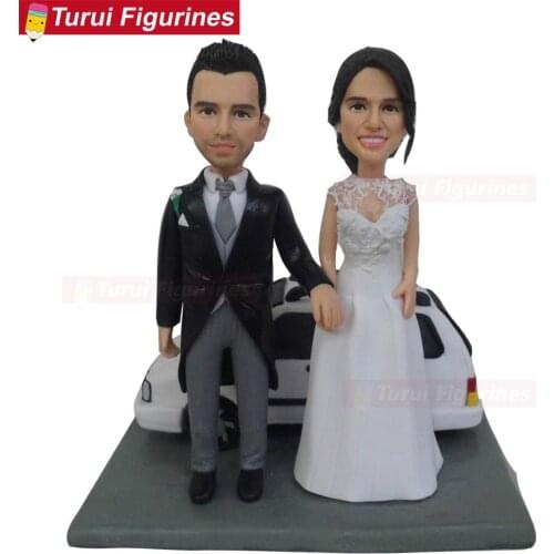 Turui Figurines custom wedding cake topper with car miniature home decorations decor party favor polymer clay baby doll mini sta