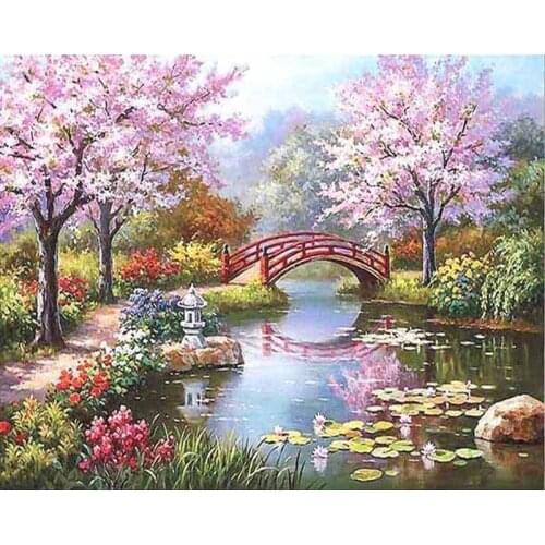 GATYZTORY Painting By Numbers On Canvas Diy Kit For Adults Rivers Scenery Drawing Acrylic Paint Oil Picture Of Coloring By Numbe