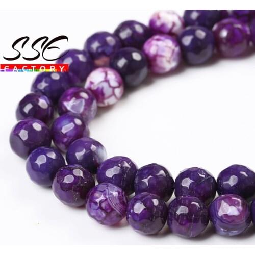 Faceted Purple Fire Dragon Agates Round Loose Spacer Natural Stone Beads 8mm 10mm For Jewelry Making DIY Bracelet Wholesale