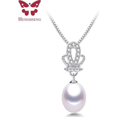 HENGSHENG Hot Sale crown Natural Freshwater Mother Of Pearl Pendants, 9-10mm AAAA Pearl Necklace, Fine Jewelry