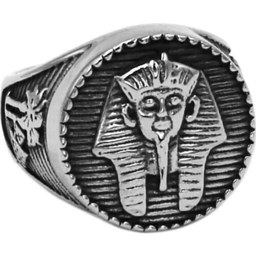 Egyptian Pharaoh Amulet Ring Stainless Steel Ring Fashion Egypt Pharaoh King Motor Biker Mens Women Ring Wholesale SWR0770