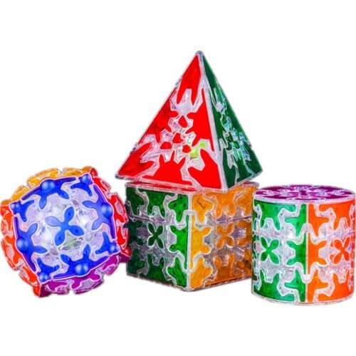 New Transparent Color Qiyi Gear Cube 3x3x3 Gear Cube 3x3 Pyramid Cylinder Sphere Speed Cubes Educational Toy for Children Gift