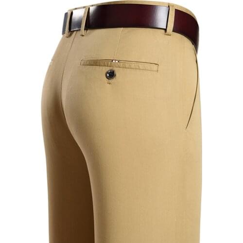 MenS Business High Waist Thin Casual Suit Pants 2021 Four Seasons Stretch Loose Straight Trousers Male Classic Brand Clothes