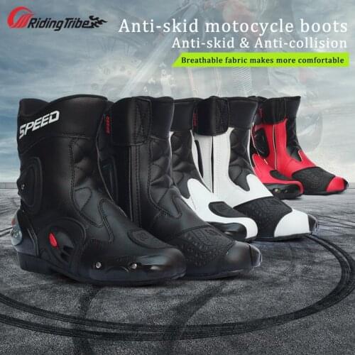 Riding Tribe Mens Motorcycle Racing Boots Protective Gear Anticollision Anti-skid Shifter Shoes Motorcycle Accessories A004