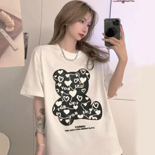 2021 summer new loose Korean version of the foam printing short-sleeved t-shirt female wild thin wild t-shirt