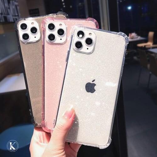 Glitter Bling Transparent Soft Case For iPhone 11 12 Pro X XR XS Max Coque glitter Silicone Clear cover For iPhone 7 6 8 Plus