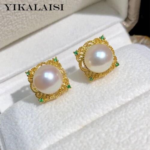 YIKALAISI 8-9mm Oblate Natural Freshwater Pearl Earrings Jewelry For Women 925 Sterling Silver Earrings New Arrivals Wholesales
