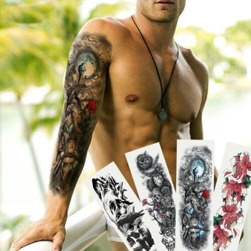 48*17CM Men Full Arm Sleeve Tattoo Army Warrior Soldier Black Temporary Tattoo Sticker Large Waterproof Tatoo cool Girl Body Art